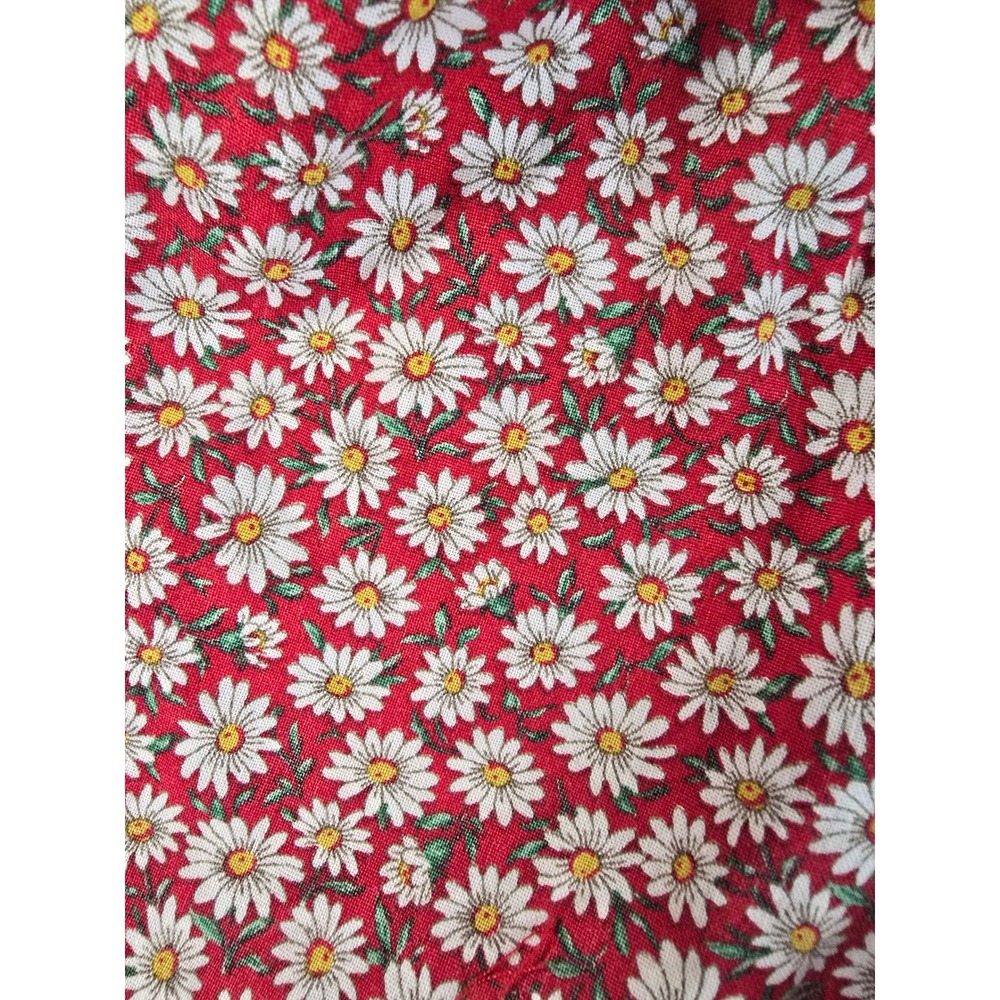 Vintage 90s Handmade Red Daisy Floral Print Elastic Waist Shorts Cottagecore XS - Picture 4 of 9
